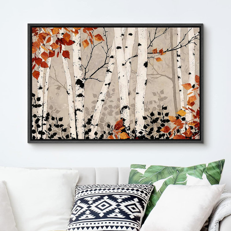 Aspen Birch «Forest Birch Trees» sur, H 16 po x l 24 po, Cadre flottant noir