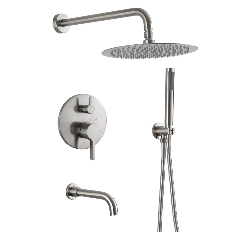 Robinet de baignoire et douche Calder avec valve brute, Nickel brossé