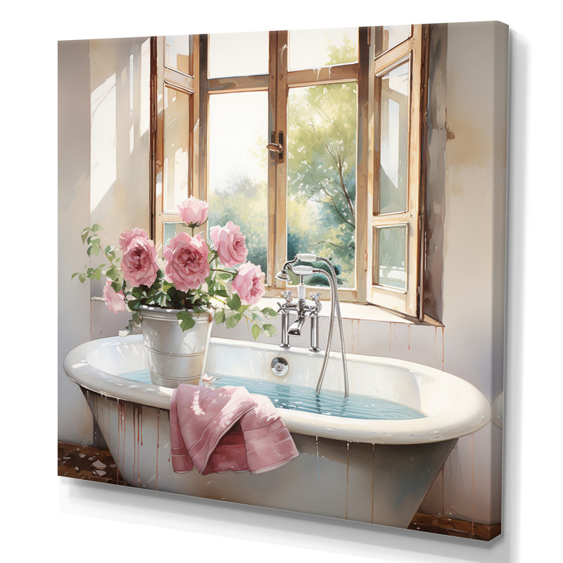 «Bath Laundry Gentle Watercolor I», reproduction sur toile, Toile tendue, H 16 po x l 16 po x P 1 po