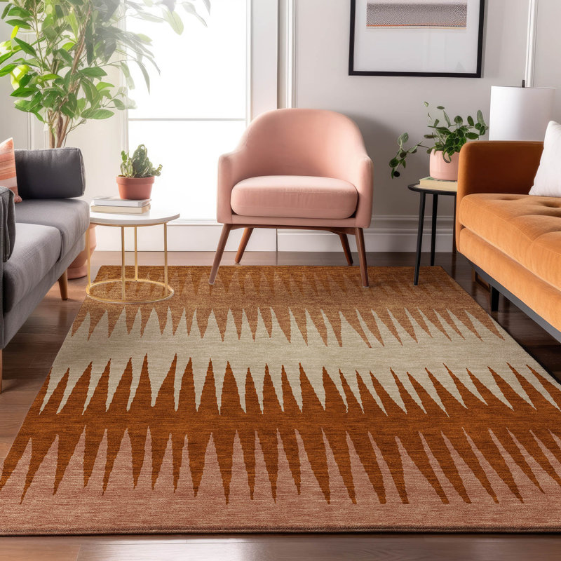 Premium Machine Washable Prisco Copper Rug, Rectangle 9' x 12'