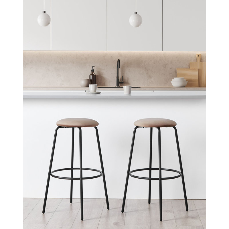 Laplace Upholstered Counter Stool with Metal Frame, Brown 