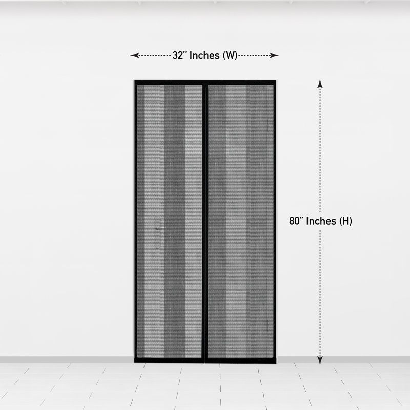 Covers & All Magnetic Screen Door Mesh, Made of 6 Oz Black Mesh Resistant to Abrasion Magnetic Screen, 80" H x 32" W