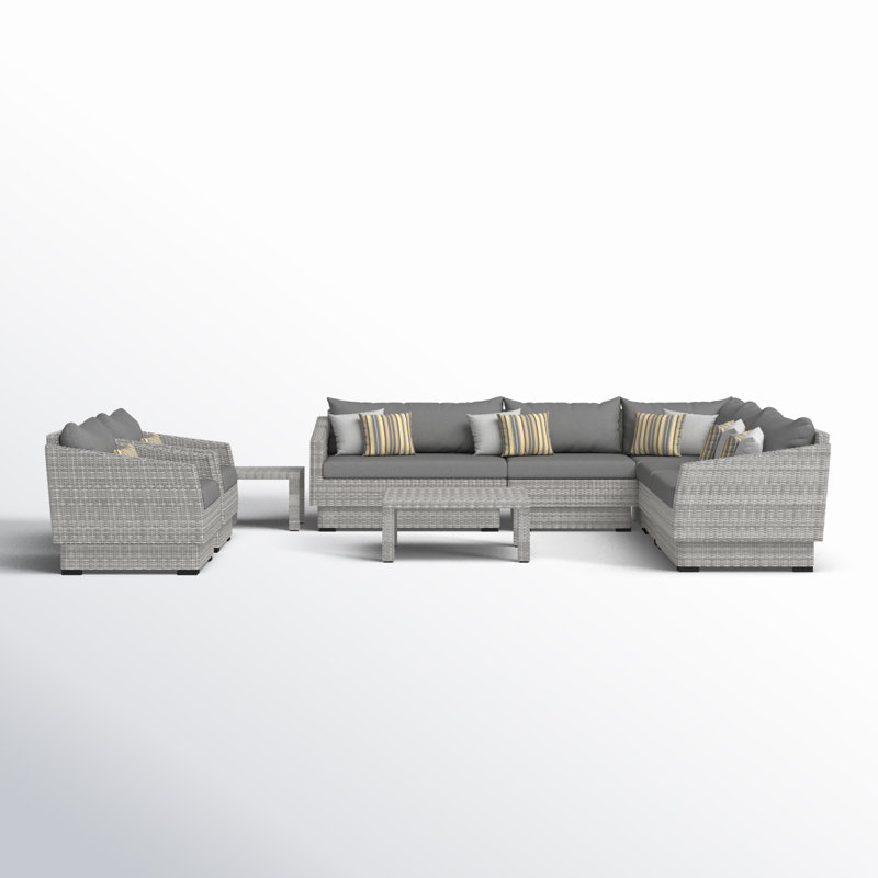 Cannes 9 Piece Seating Group with Cushions, Canvas Charcoal Sunbrella® Canvas