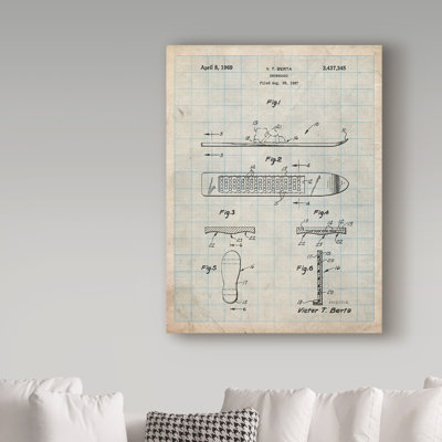 Manilo 'Ski' Drawing Print on Wrapped Canvas