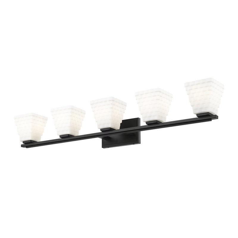 Ensemble de meuble-lavabo 5 lumières Teyona, Noir mat