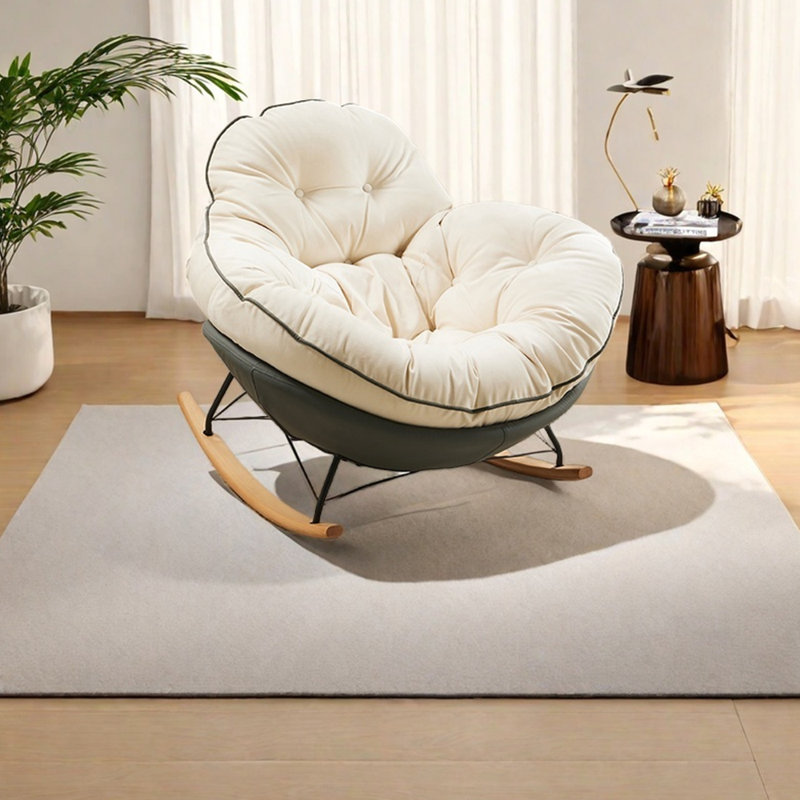 Chaise berçante ergonomique à structure en métal, Noir / Beige