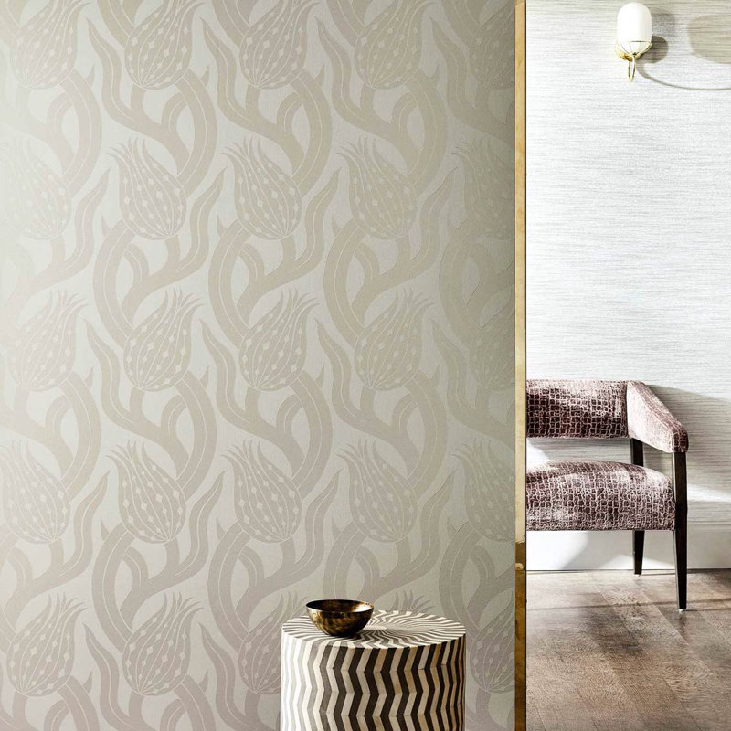 Persian Tulip Wallpaper, Silver
