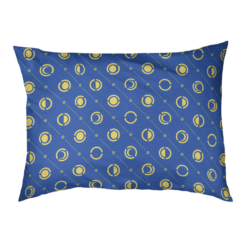 Coussin d’extérieur pour chien moon phases Chenault, Petit (l 28 po x P 6 po x H 18 po), Bleu / Jaune