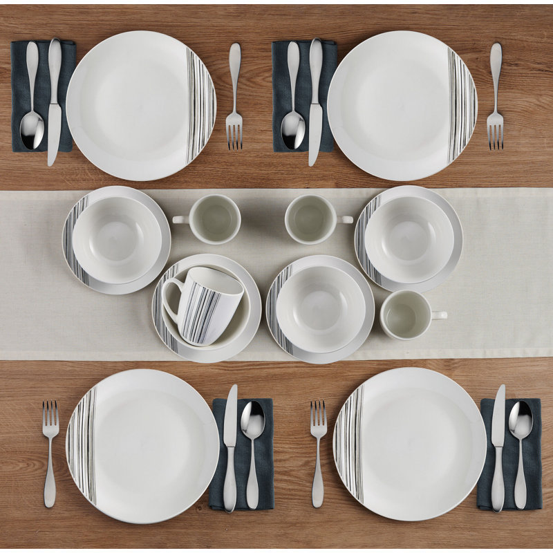Service de table 16 pièces en porcelaine brossée Studio Nova, service pour 4