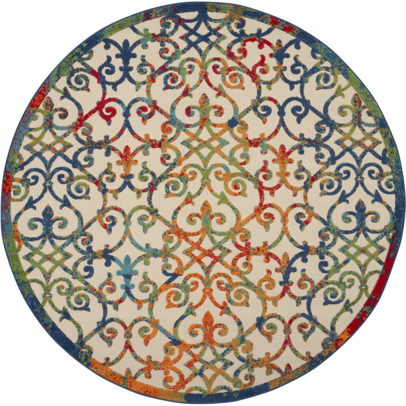 Tapis transitionnel multicolore Newton, Rond 7 pi 10 po
