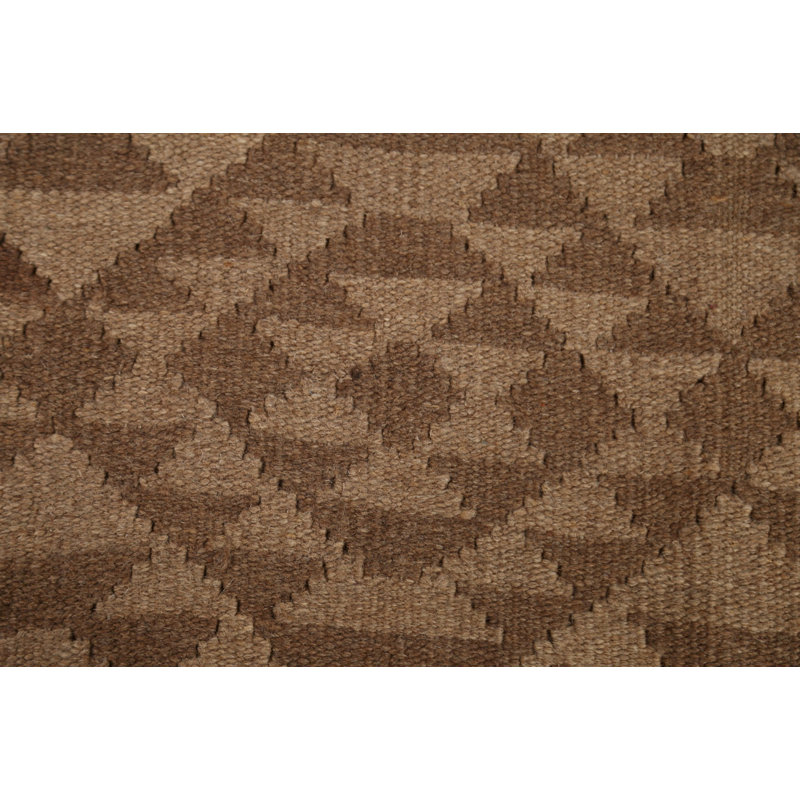 Tapis brun tissé à la main Kilim 7 x 10