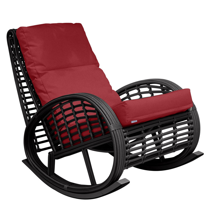 Dynasty Outdoor Rocker Chair, Black Mushroom, Canvas Air Blue Sunbrella® Canvas