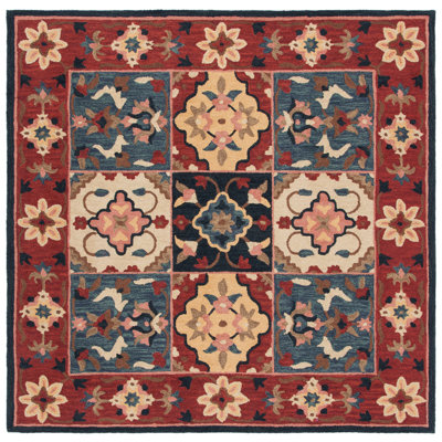 Hand Tufted Wool/Cotton/Latex Oriental Rug in Red/Gold