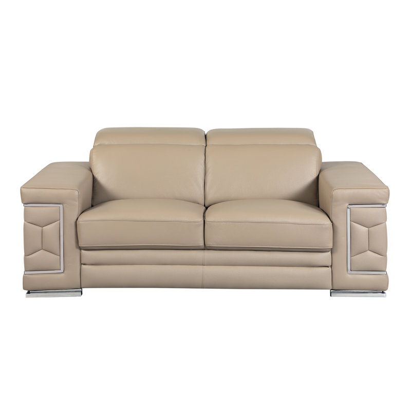 Causeuse en cuir italien à grain supérieur, Beige