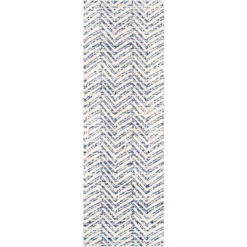 Lorelai Transitional Geometric Area Rug in Blue, Runner 2'8" x 8'