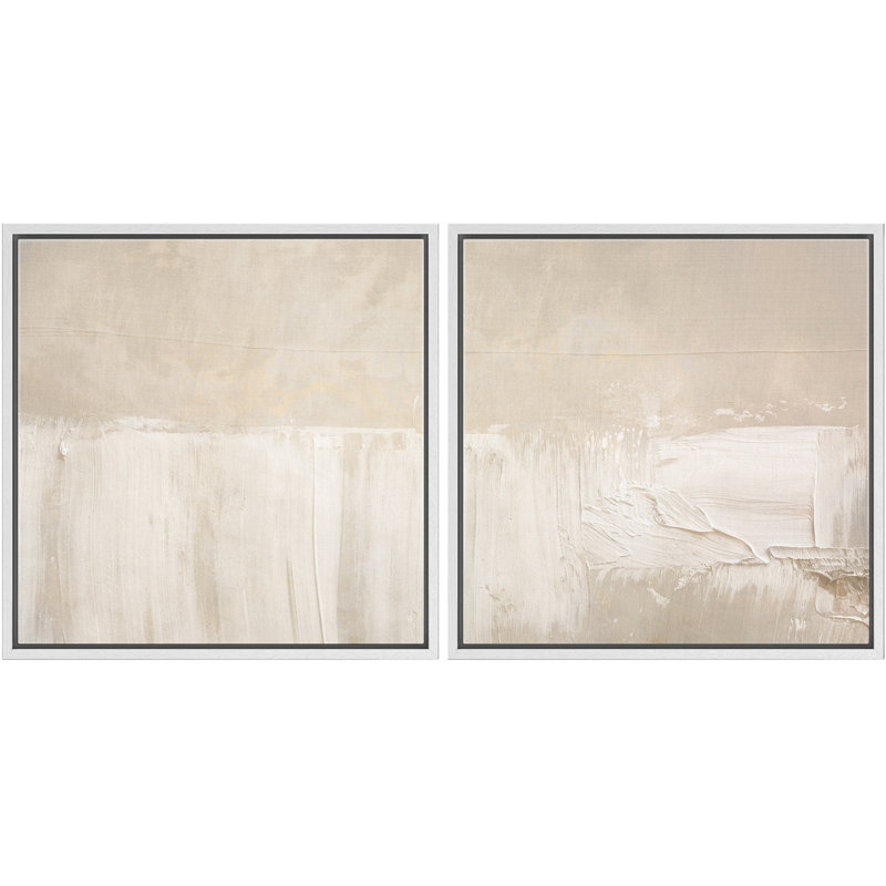 «Soft Neutral Cream Minimal Abstract Light Brush Form», reproduction d'art encadrée sur toile, H 24 po x l 24 po