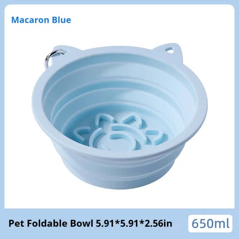 Bol pour animaux 3-en-1 pliable en silicone, Bleu