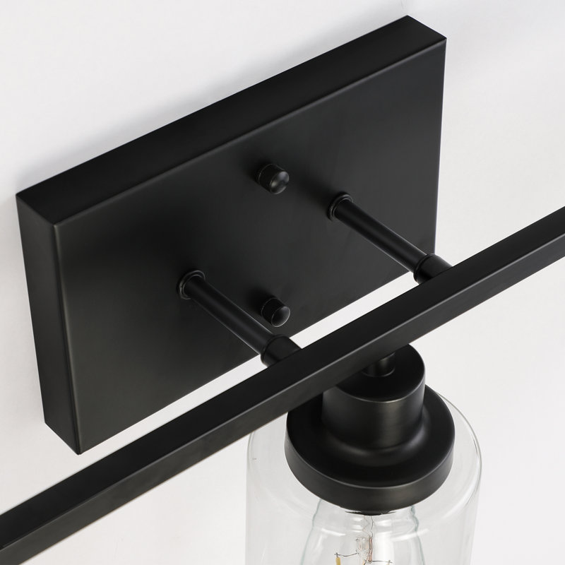 Breeonna Dimmable Bathroom Vanity Light with Clear Glass Shade, Matte Black, 3