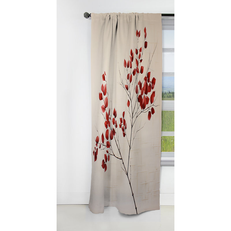 Rahul - Leaves Floral Blackout Curtain - 1 Panels, 52" W x 84" L