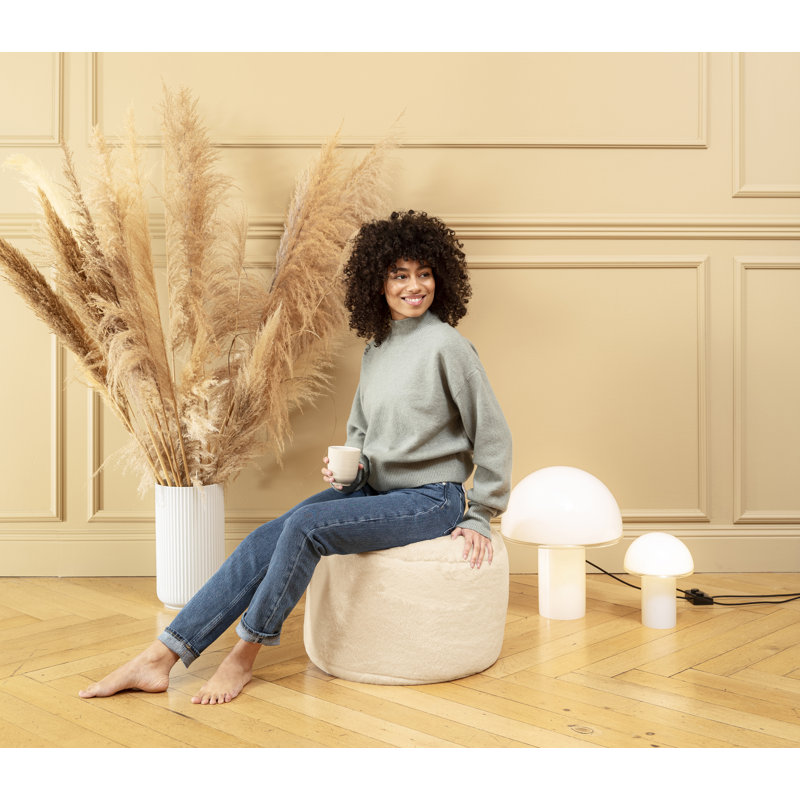 Pouf / coussin pouf Dotcom Softy Plush, Fausse fourrure ivoire