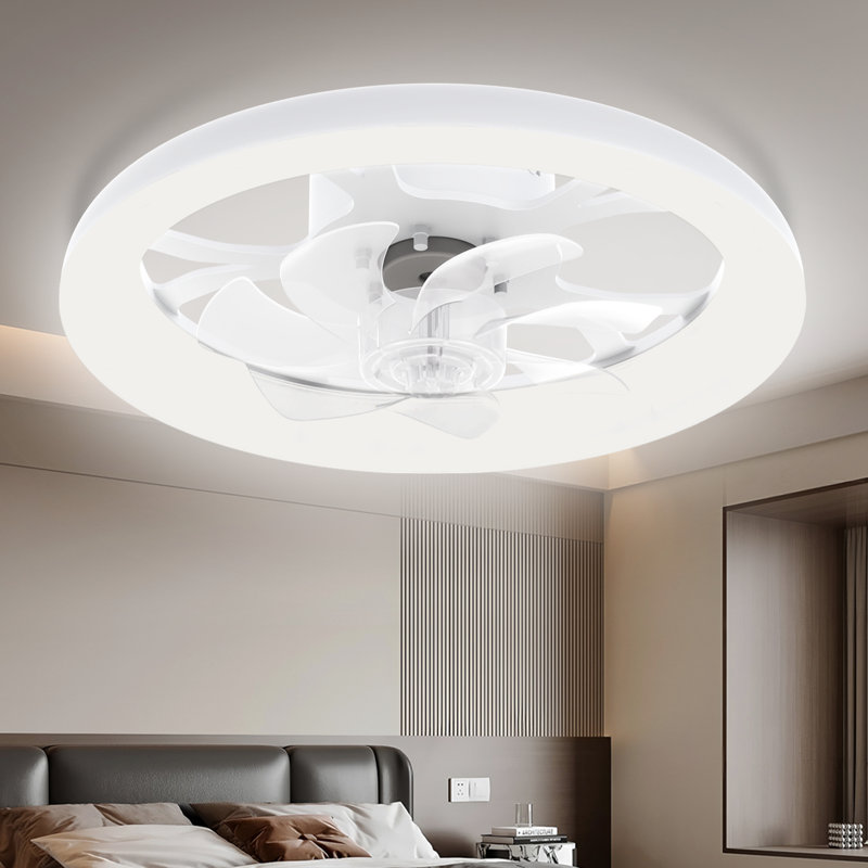 18'' Flush Mount Dimmable Ceiling Fan with LED Lights, White