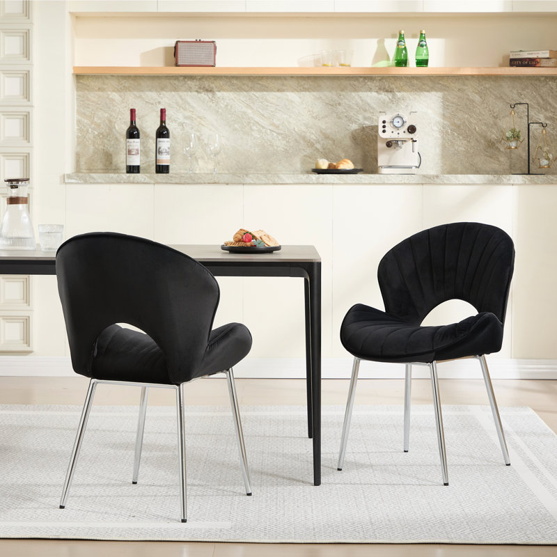 Ensemble de chaises modernes agrandies de 21,6 pouces avec pieds argentés, Noir