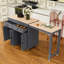 Chariot pour îlot de cuisine extensible avec table de salle à manger, armoire de rangement, support à épices et roues verrouillables-828157192