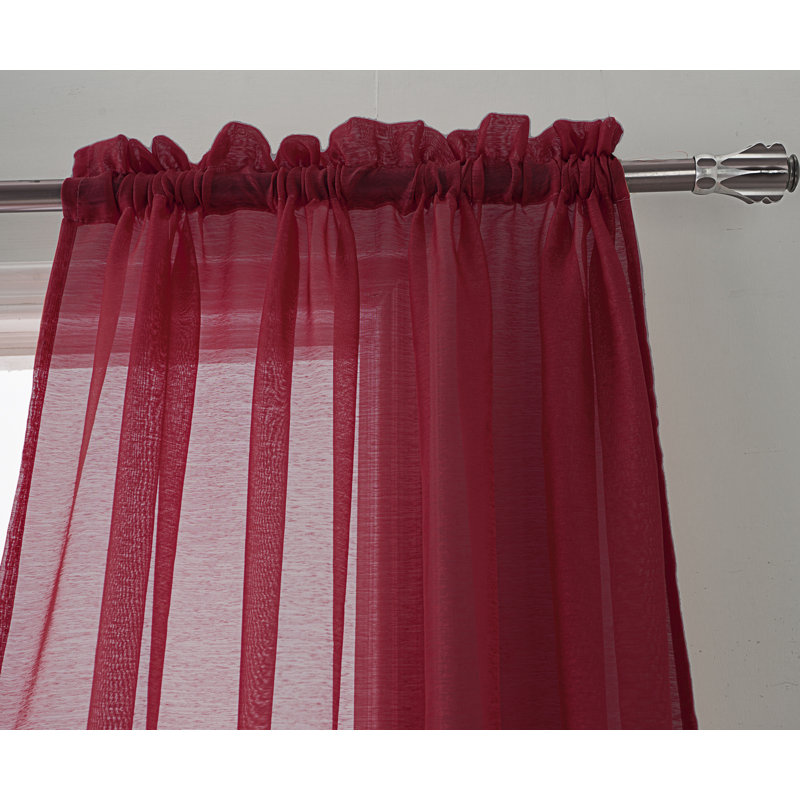 Landose Sheer Curtain Single Panel, Burgundy, 55" W x 90" L