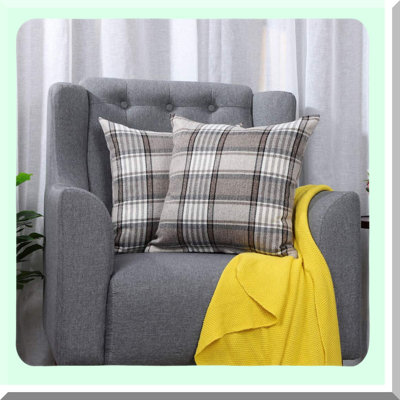 Farmhouse Buffalo Check Plaid Pillow Covers - Set of 2 | Gray Square Decorative Home Decor Pillows