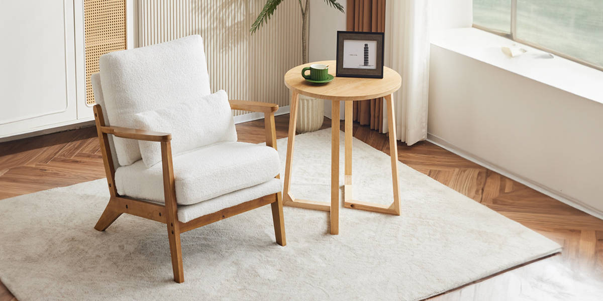 Lemley Upholstered Accent Chair With Wooden Legs And One Pillow