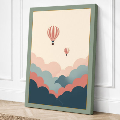 Balloons Above Clouds Minimalist - Wrapped Canvas
