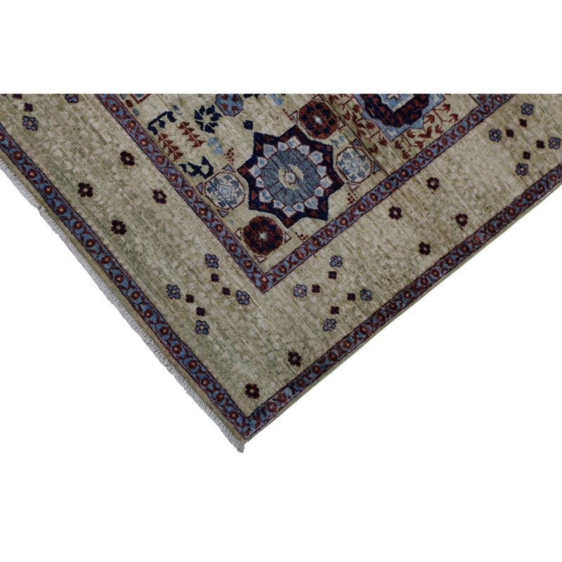 Hand Knotted Wool Area Rug in Beige