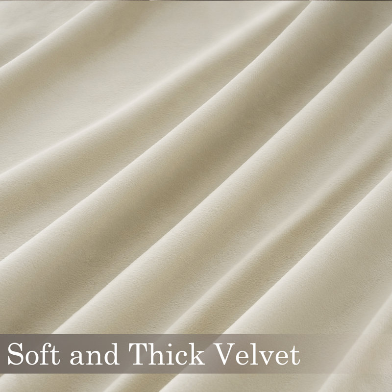 Alicea Velvet 100% Blackout Thermal Curtain Panel , 52" W x 84" L, Beige