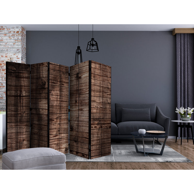Haillie 225cm W x 172cm H 5 - Panel Solid Wood Folding Room Divider