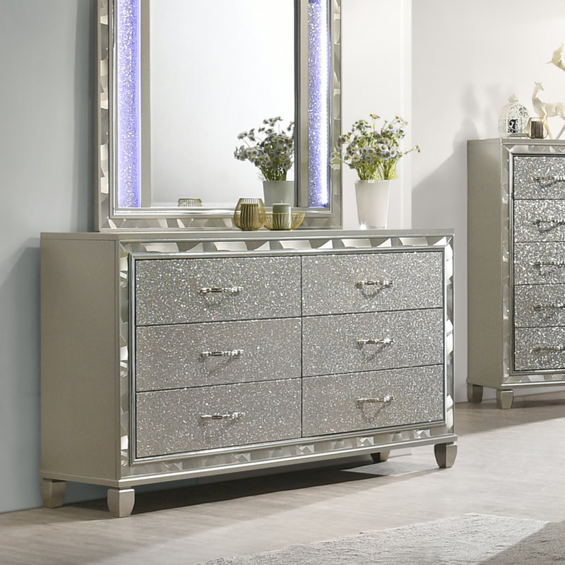 Joi 65.79'' W 6 - Drawer Dresser, Silver