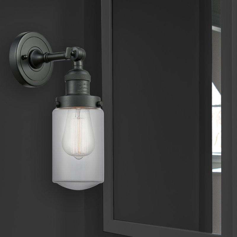 Armed Sconce, 60 Watt Vintage Incandescent Bulb, Clear, Matte Black