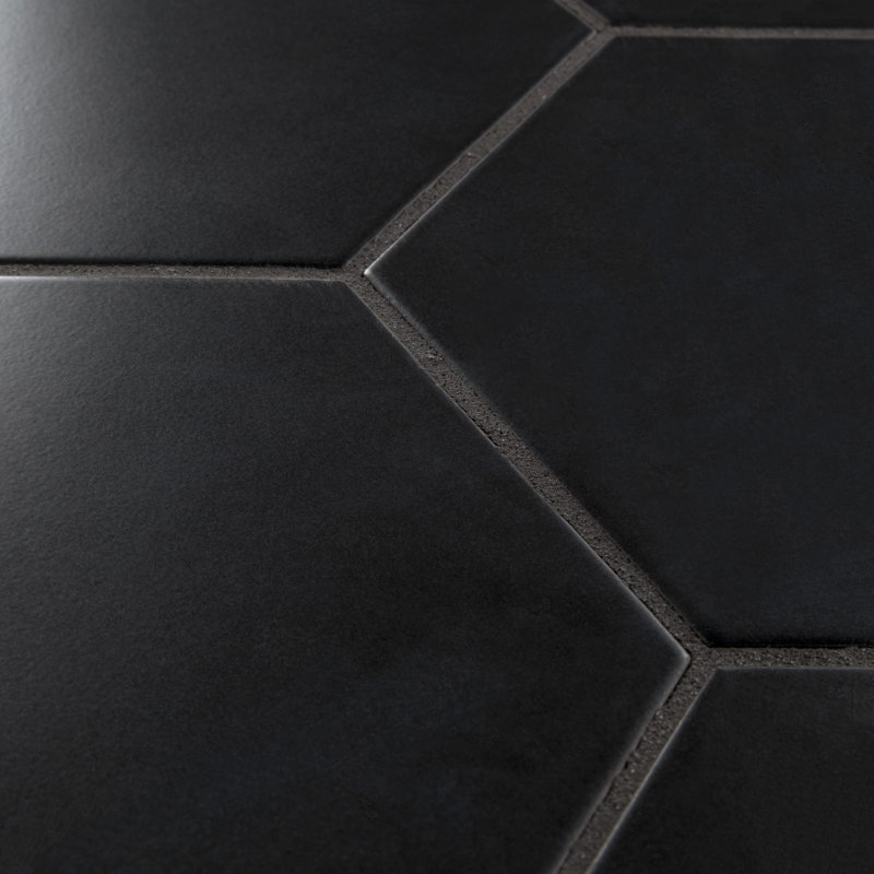 Carreau de porcelaine 9 po x 10 po Textile Hex, Noir
