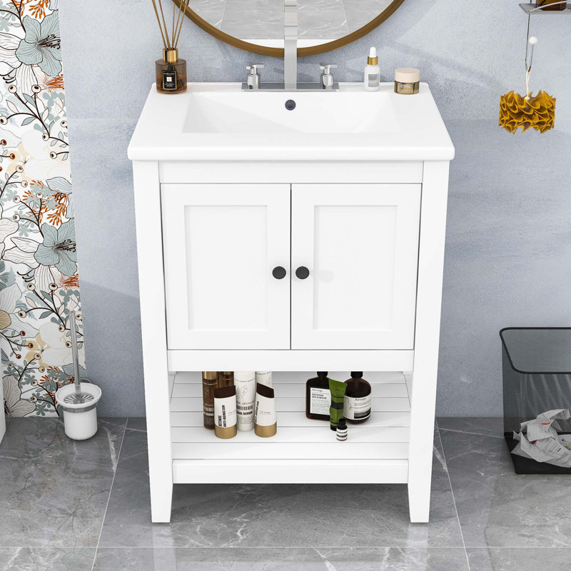 Ensemble de meuble-lavabo simple avec plateau Monta 24, Blanc