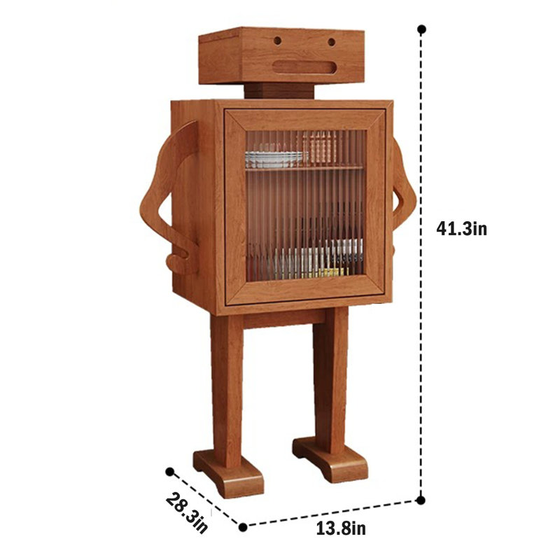 Jaecee Robot End Table with 360° Rotation, Brown