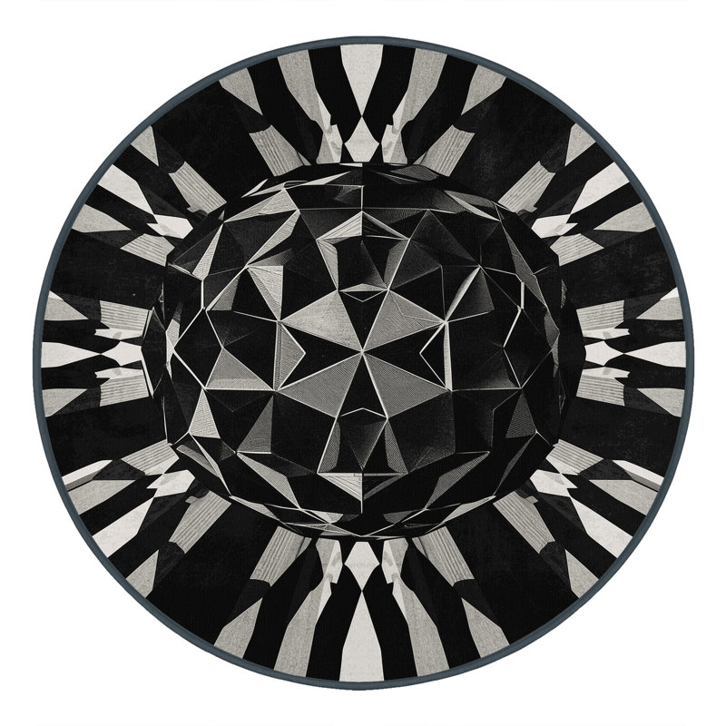 Tapis à motifs géométriques doux et moelleux de style moderne et contemporain Narberth en gris - reliure noire