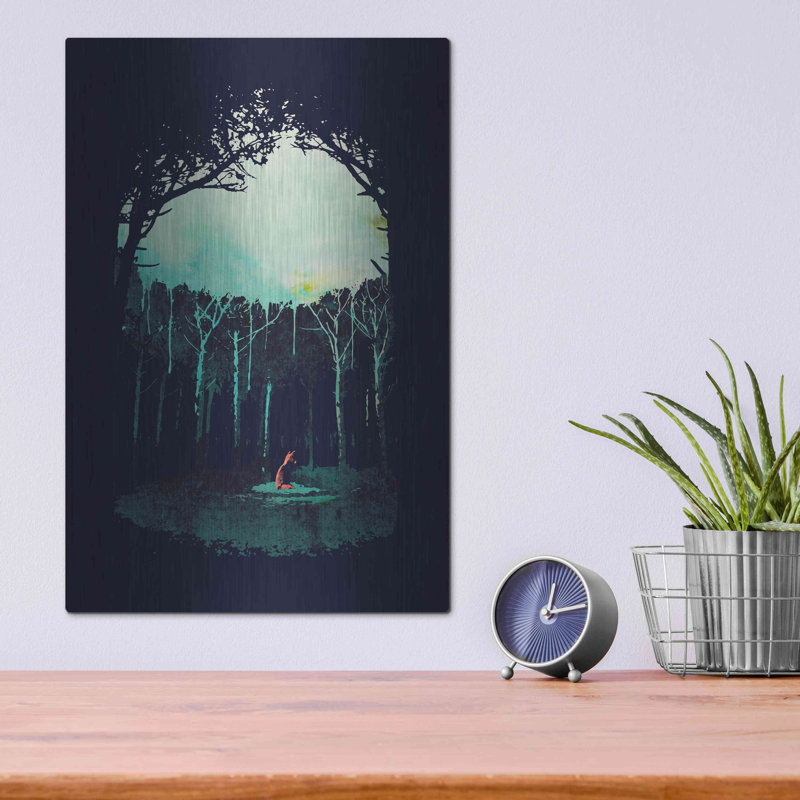 Ebern Designs 'Deep In The Forest' by Robert Farkas, Metal Wall Art, 24"x36", 16" H x 12" W 