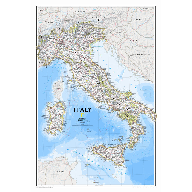 Carte murale classique de l'Italie, Stratifié