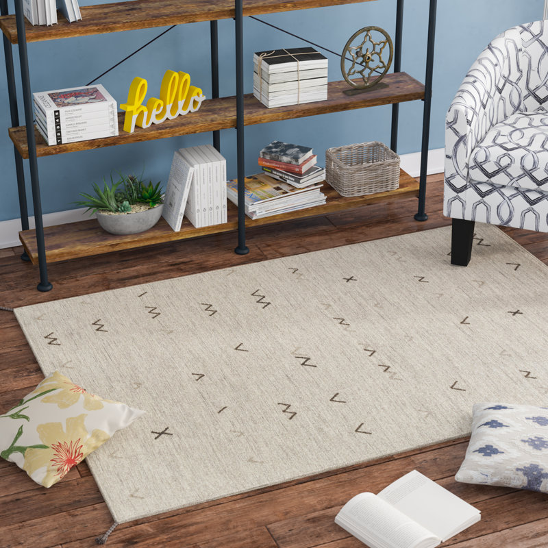 Tapis en laine tissé à la main Bodie, Rectangle 6 pi x 9 pi