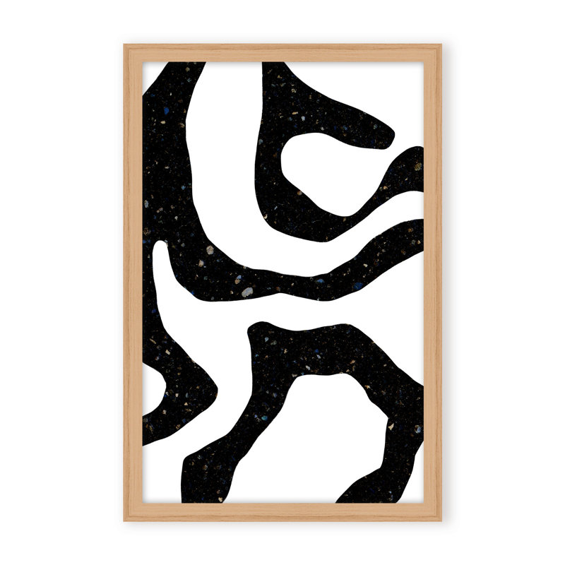 Abstract Black Gems by  - Picture Frame Painting on Paper, 48" H x 32" W x 1.125" D, Black, Framed Print