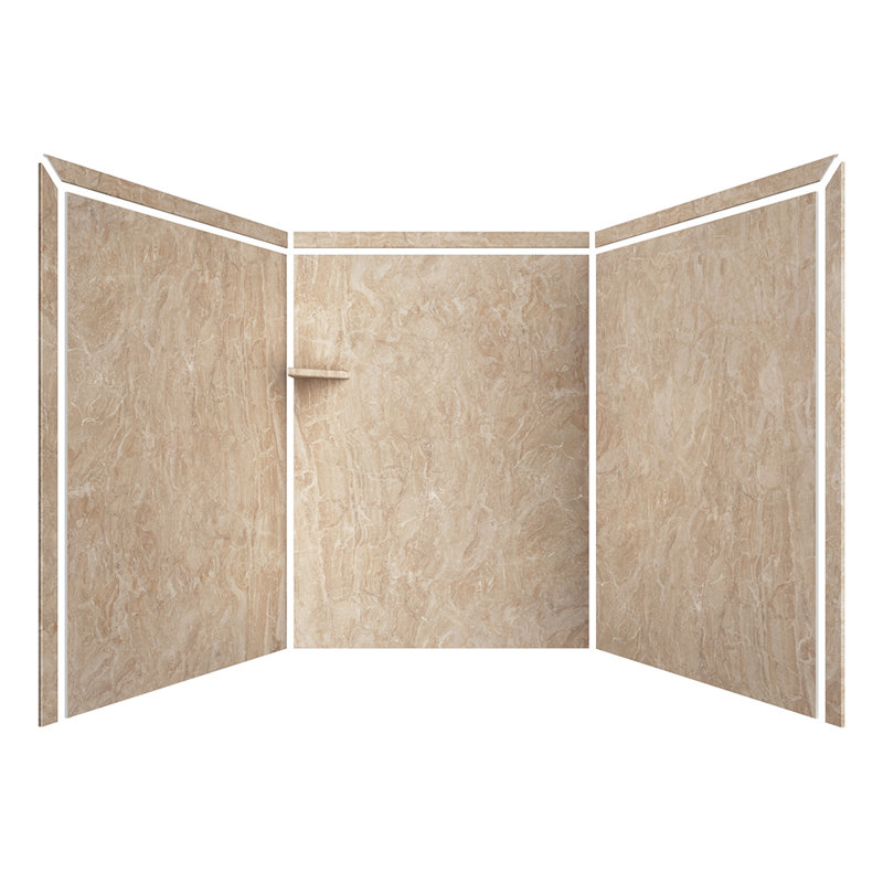 Bordure de douche en alcôve ivoire d'Alaska l 60 po x P 60 po x H 80 po FlexStone, Ivoire alaskain