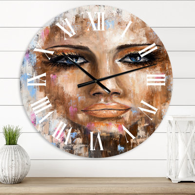 Abstract Portrait Of A Young Woman - Modern wall clock