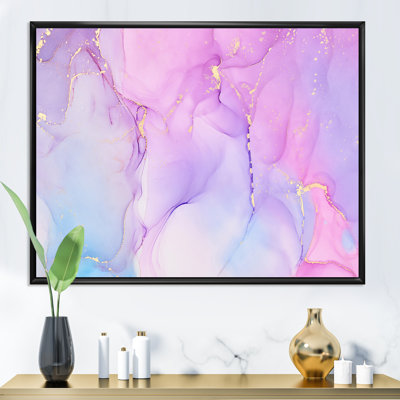 Mauve et turquoise luxueux abstrait fluide I - peinture sur toile