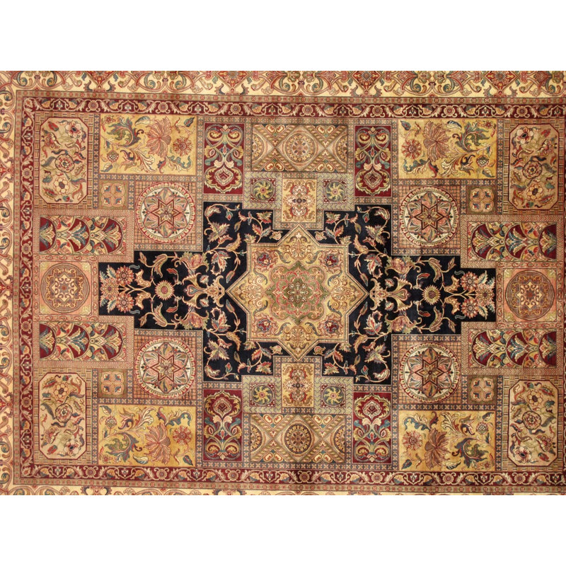 Canvello Agra Hand-Knotted Lamb's Wool Area Rug- 9'2" X 12'2"
