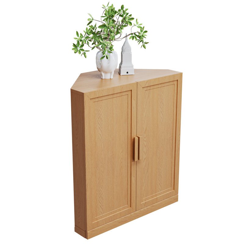 Lula Space-saving Corner Accent Cabinet With Adjustable Shelf, Yellow, 36" H x 31" W x 16" D