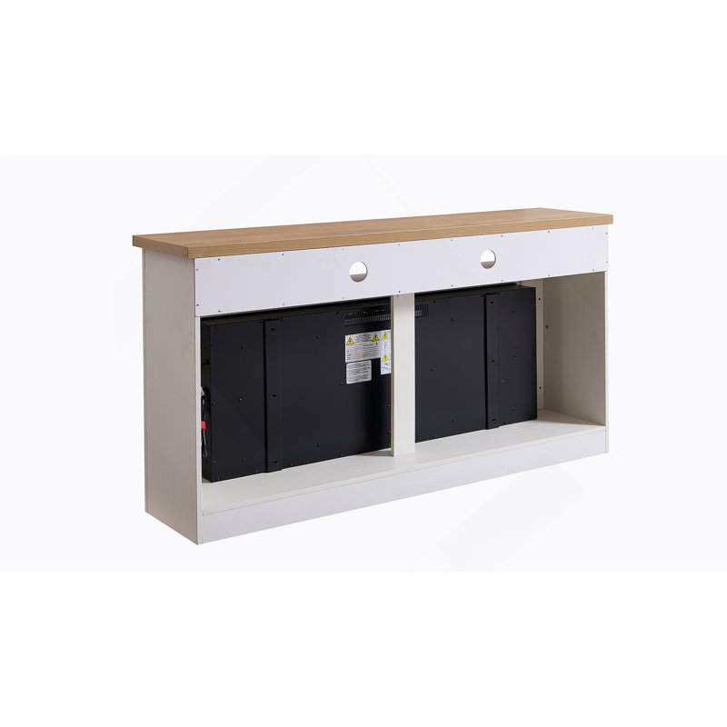 Meuble télé 70 po pour téléviseur de 70 po ou moins, avec foyer électrique intelligent 60 po, blanc